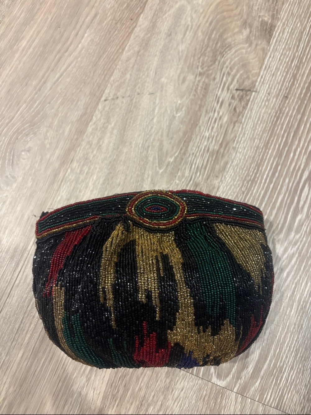 Dior Beaded Clutch in Black, Gold, Green & Red